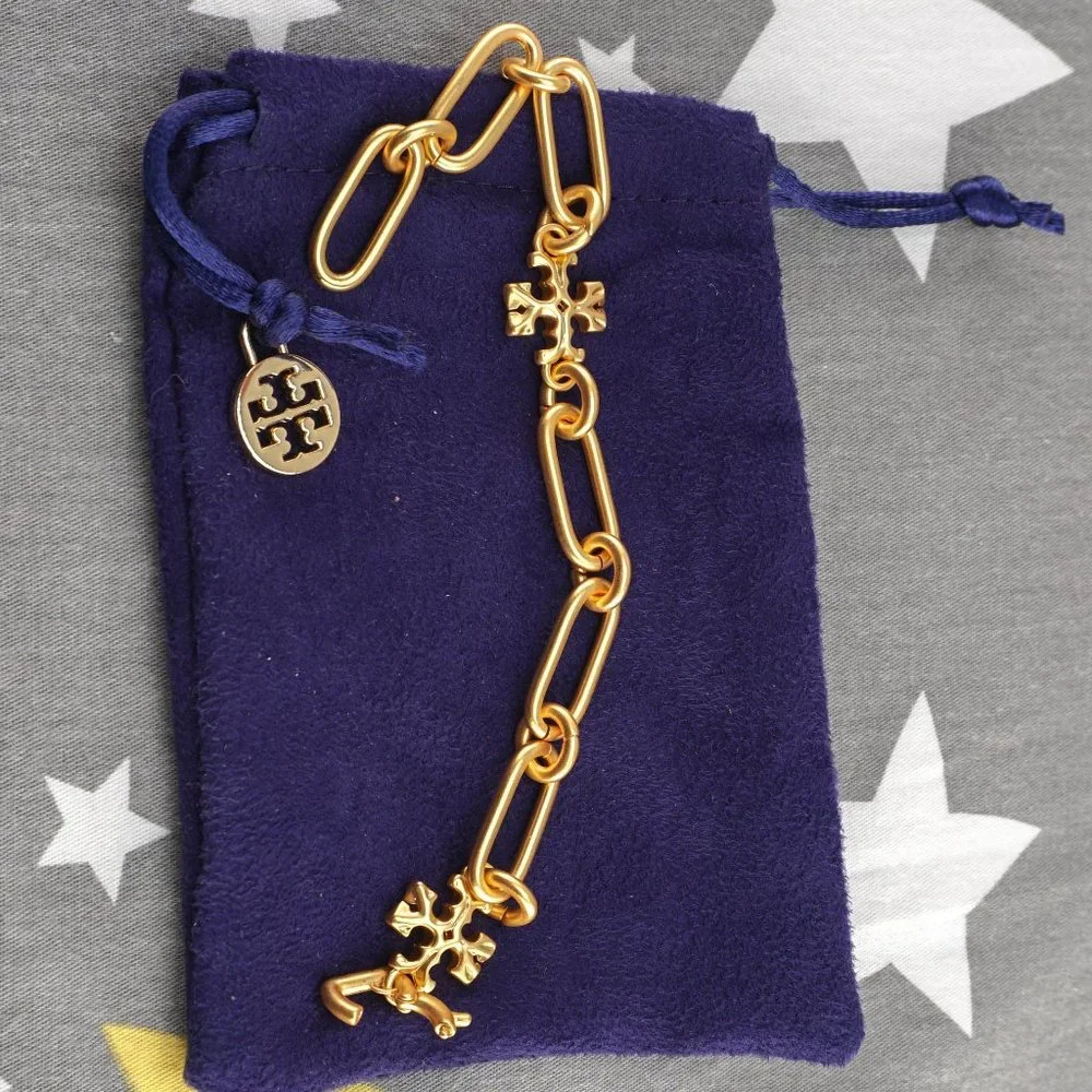 Tory Burch Roxanne Chain Bracelet in Tory Gold (Brand New) - Picture 3 of 7